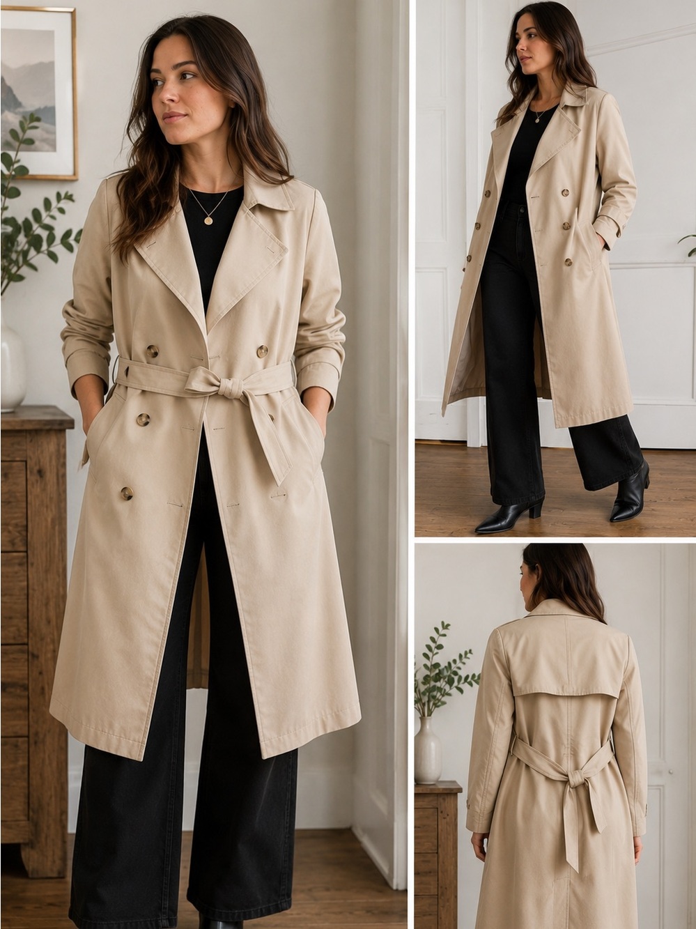 Penningtons Double Breasted Trench Coat w/Belt Cotton Polyester Tan Women's 0X